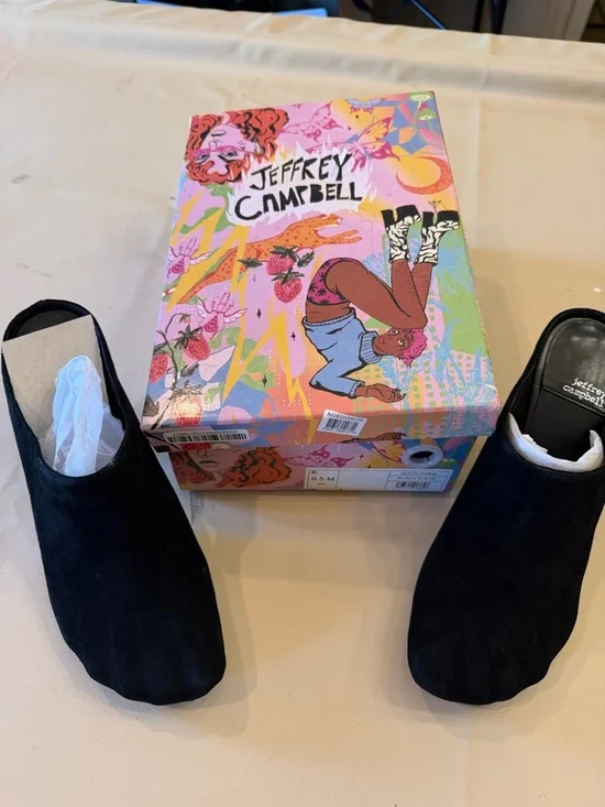 Jeffrey Campbell Black Suede Slip-On Mules - Picture 2 of 5